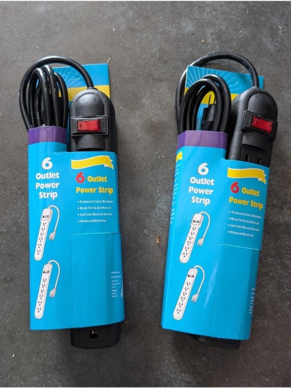 2 Pack 6-Outlet Power Strip 7ft length